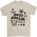 Antisocial Butterfly Mens T-Shirt 100% Cotton Sand
