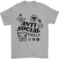 Antisocial Butterfly Mens T-Shirt 100% Cotton Sports Grey