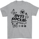 Antisocial Butterfly Mens T-Shirt 100% Cotton Sports Grey