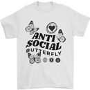 Antisocial Butterfly Mens T-Shirt 100% Cotton White