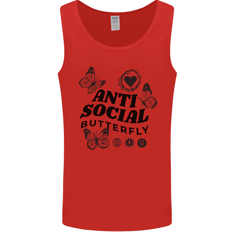 Antisocial Butterfly Mens Vest Tank Top Red