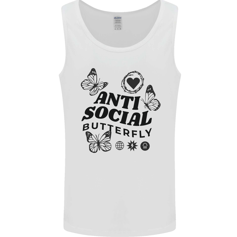 Antisocial Butterfly Mens Vest Tank Top White