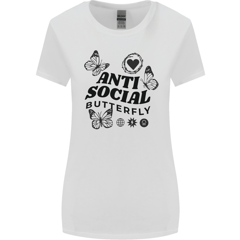 Antisocial Butterfly Womens Wider Cut T-Shirt White