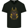 Anubis Egyptian God Mens V-Neck Cotton T-Shirt Black