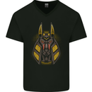 Anubis Egyptian God Mens V-Neck Cotton T-Shirt Black