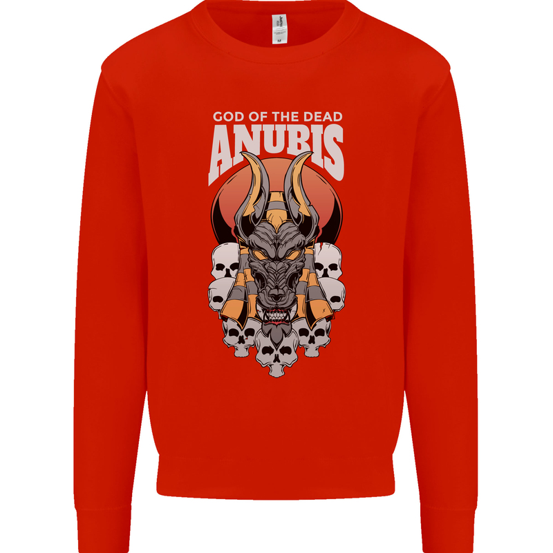 Anubis God of the Dead Ancient Egyptian Egypt Kids Sweatshirt Jumper Bright Red