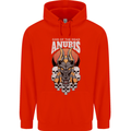 Anubis God of the Dead Ancient Egyptian Egypt Mens 80% Cotton Hoodie Bright Red