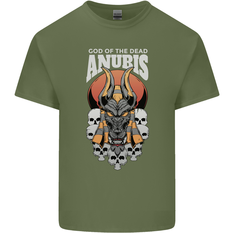 Anubis God of the Dead Ancient Egyptian Egypt Mens Cotton T-Shirt Tee Top Military Green