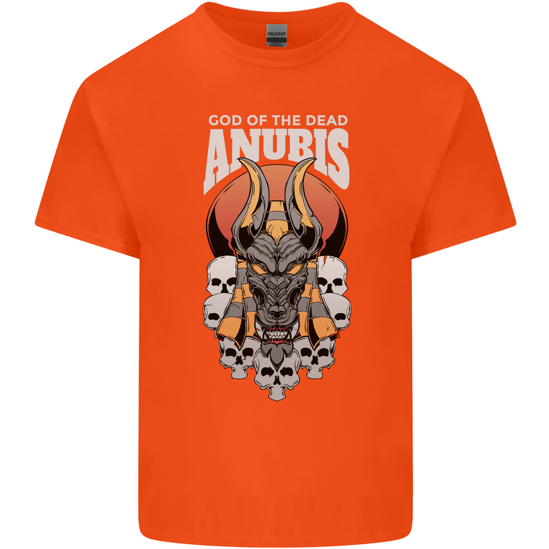 Anubis God of the Dead Ancient Egyptian Egypt Mens Cotton T-Shirt Tee Top Orange