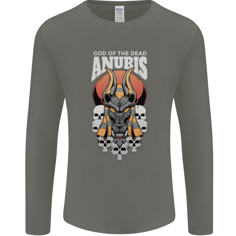 Anubis God of the Dead Ancient Egyptian Egypt Mens Long Sleeve T-Shirt Charcoal