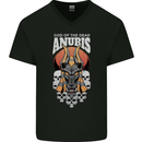 Anubis God of the Dead Ancient Egyptian Egypt Mens V-Neck Cotton T-Shirt Black