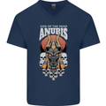 Anubis God of the Dead Ancient Egyptian Egypt Mens V-Neck Cotton T-Shirt Navy Blue