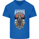 Anubis God of the Dead Ancient Egyptian Egypt Mens V-Neck Cotton T-Shirt Royal Blue