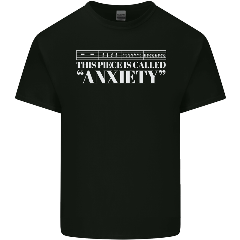 Anxiety Music Musical Notes Piano Guitar Kids T-Shirt Childrens Black