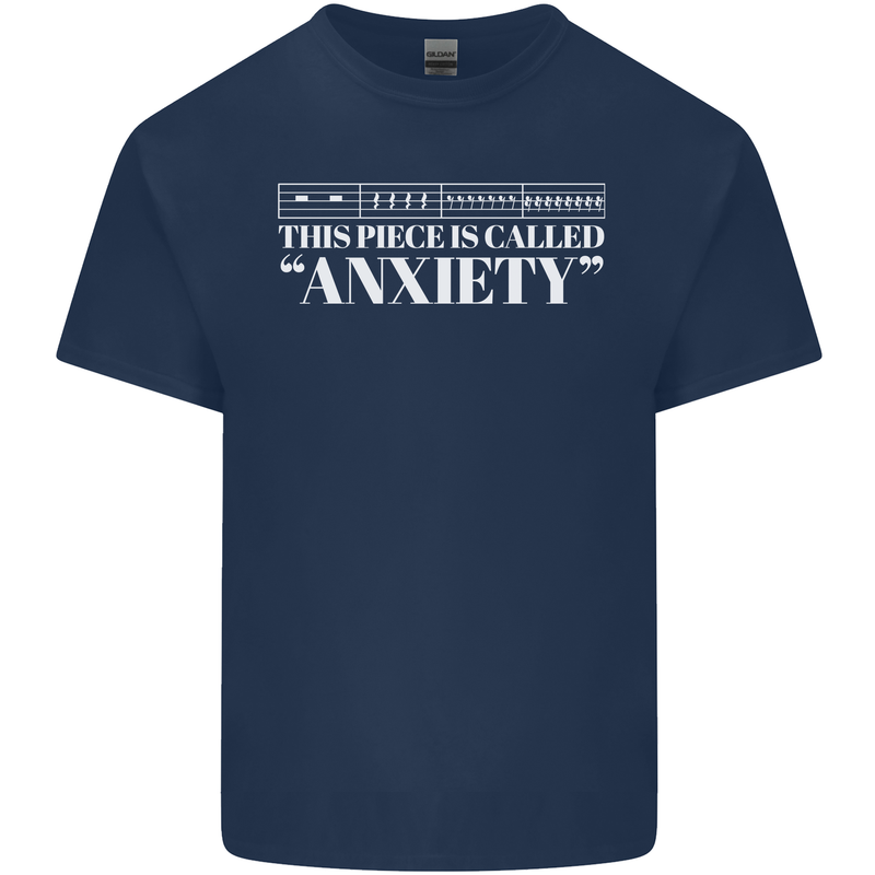 Anxiety Music Musical Notes Piano Guitar Kids T-Shirt Childrens Navy Blue