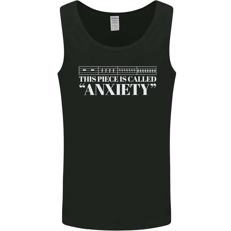 Anxiety Music Musical Notes Piano Guitar Mens Vest Tank Top Black