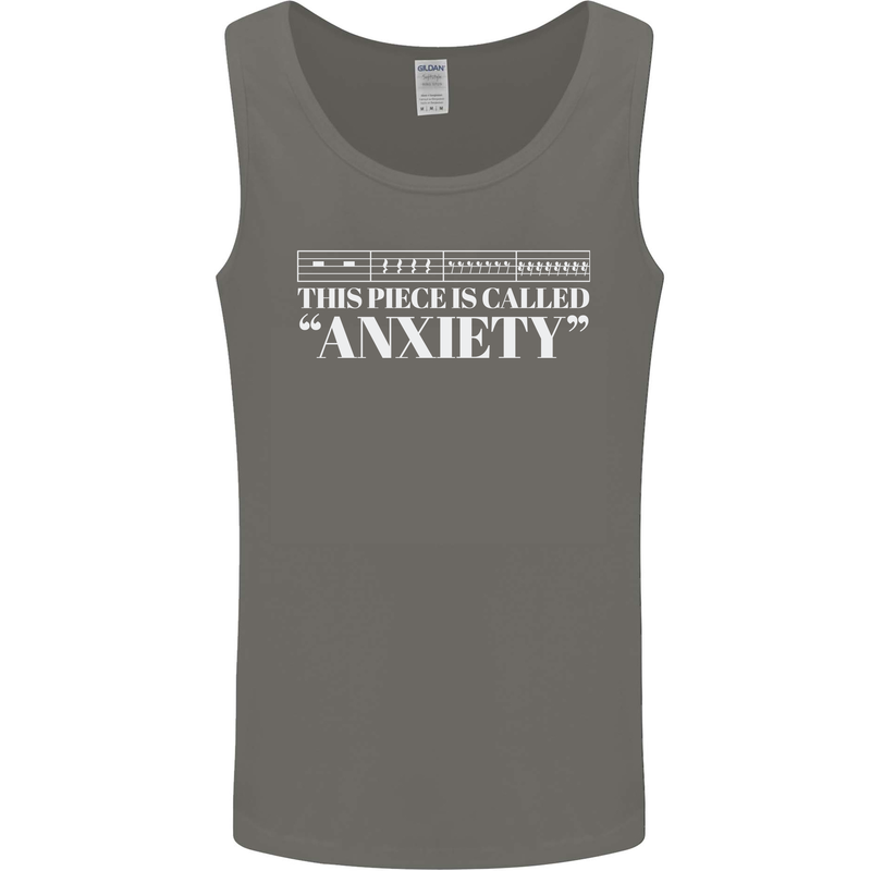 Anxiety Music Musical Notes Piano Guitar Mens Vest Tank Top Charcoal