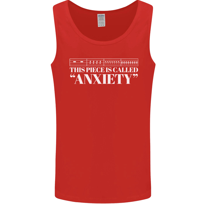 Anxiety Music Musical Notes Piano Guitar Mens Vest Tank Top Red