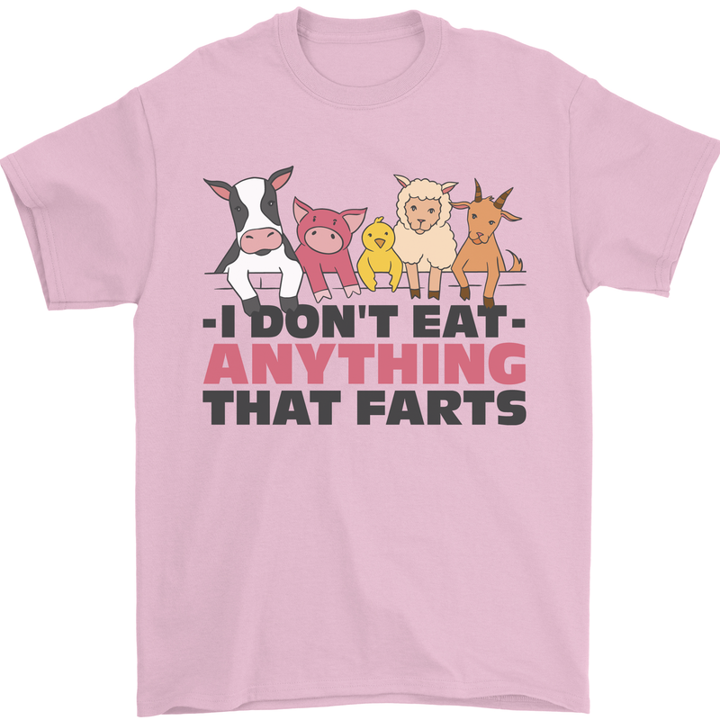Anything That Farts Funny Vegan Vegetarian Mens T-Shirt 100% Cotton Light Pink