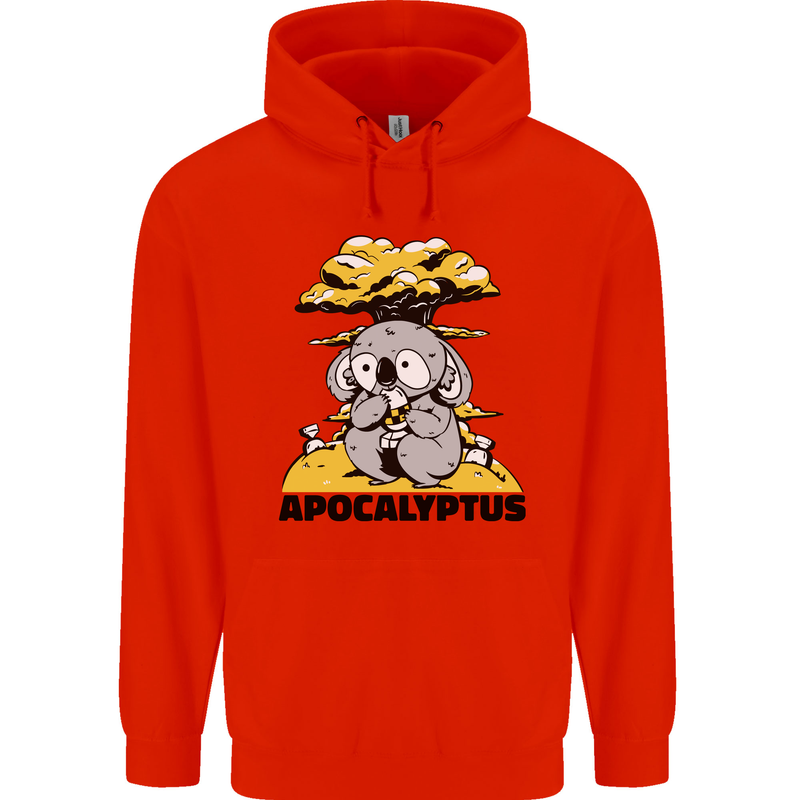 Apocalyptus Koala Bear Climate Change Armageddon Mens 80% Cotton Hoodie Bright Red