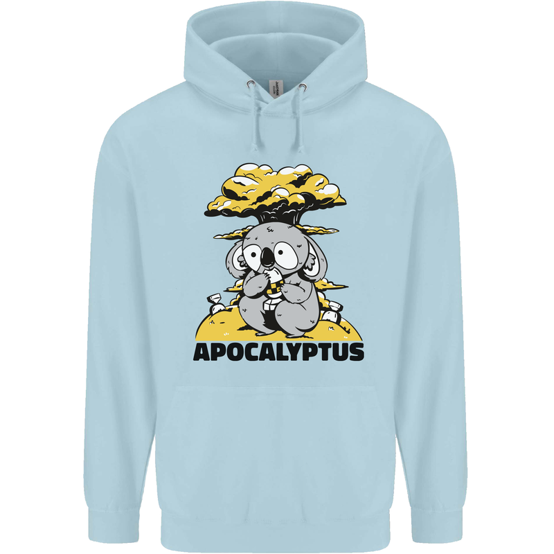 Apocalyptus Koala Bear Climate Change Armageddon Mens 80% Cotton Hoodie Light Blue