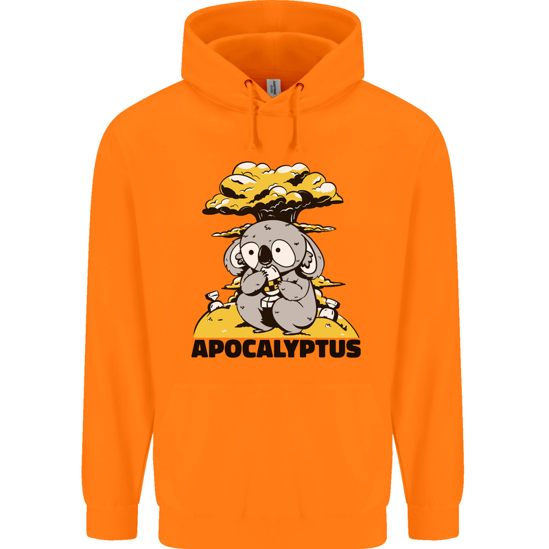 Apocalyptus Koala Bear Climate Change Armageddon Mens 80% Cotton Hoodie Orange