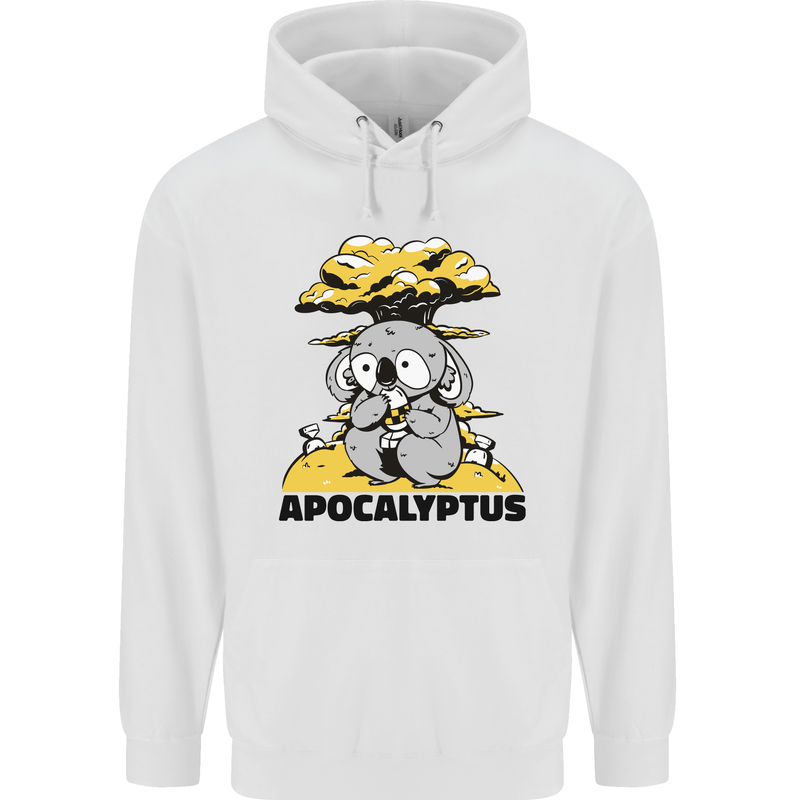 Apocalyptus Koala Bear Climate Change Armageddon Mens 80% Cotton Hoodie White
