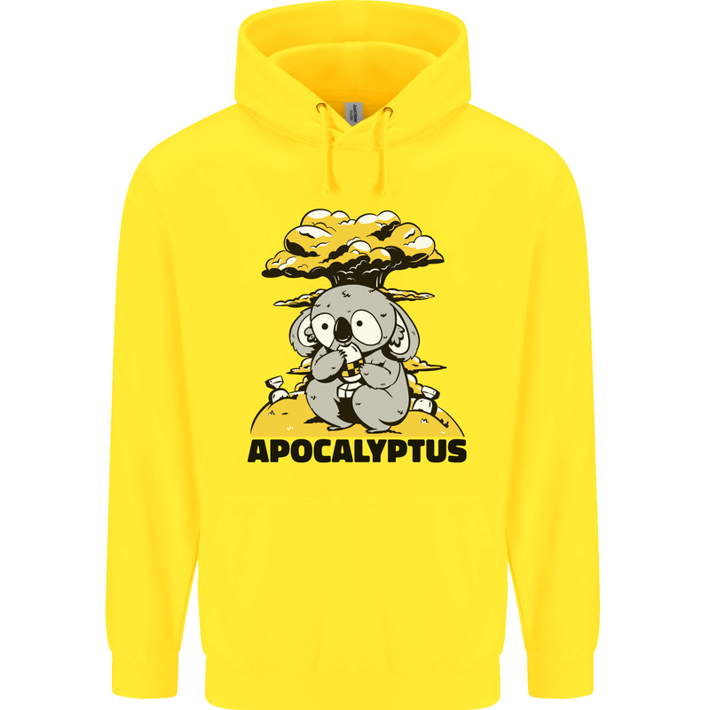 Apocalyptus Koala Bear Climate Change Armageddon Mens 80% Cotton Hoodie Yellow