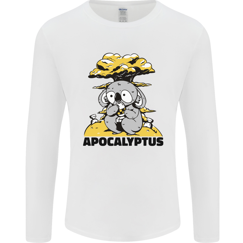 Apocalyptus Koala Bear Climate Change Armageddon Mens Long Sleeve T-Shirt White