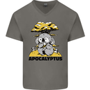 Apocalyptus Koala Bear Climate Change Armageddon Mens V-Neck Cotton T-Shirt Charcoal