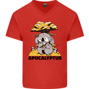 Apocalyptus Koala Bear Climate Change Armageddon Mens V-Neck Cotton T-Shirt Red