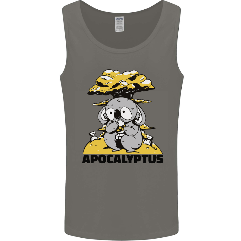 Apocalyptus Koala Bear Climate Change Armageddon Mens Vest Tank Top Charcoal