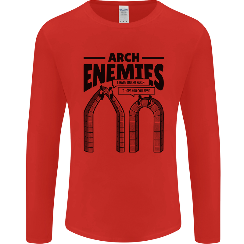 Arch Enemies Funny Architect Builder Mens Long Sleeve T-Shirt Red