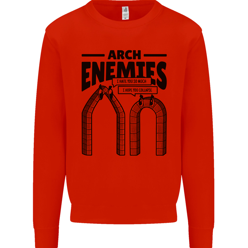 Arch Enemies Funny Architect Builder Mens Sweatshirt Jumper Bright Red