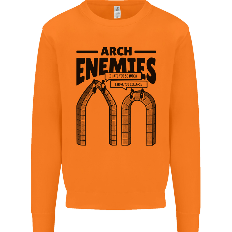 Arch Enemies Funny Architect Builder Mens Sweatshirt Jumper Orange