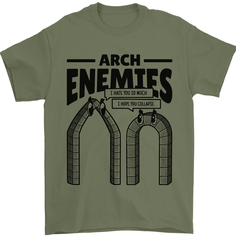 Arch Enemies Funny Architect Builder Mens T-Shirt 100% Cotton Military Green