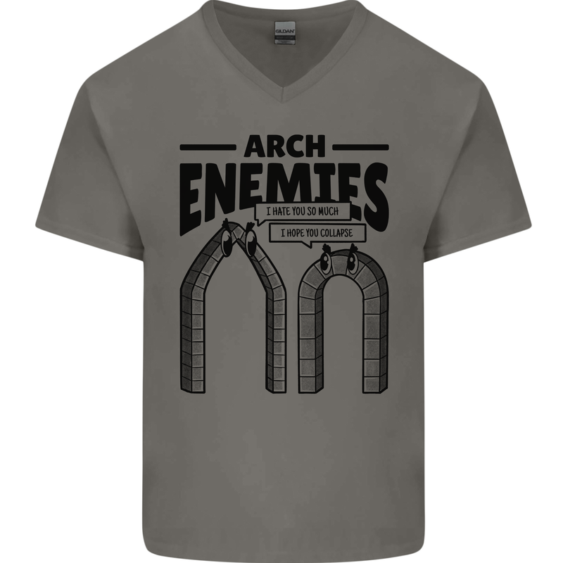Arch Enemies Funny Architect Builder Mens V-Neck Cotton T-Shirt Charcoal