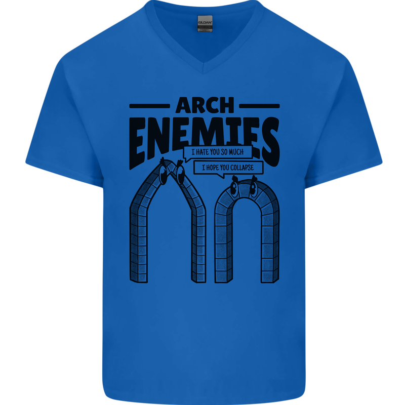 Arch Enemies Funny Architect Builder Mens V-Neck Cotton T-Shirt Royal Blue