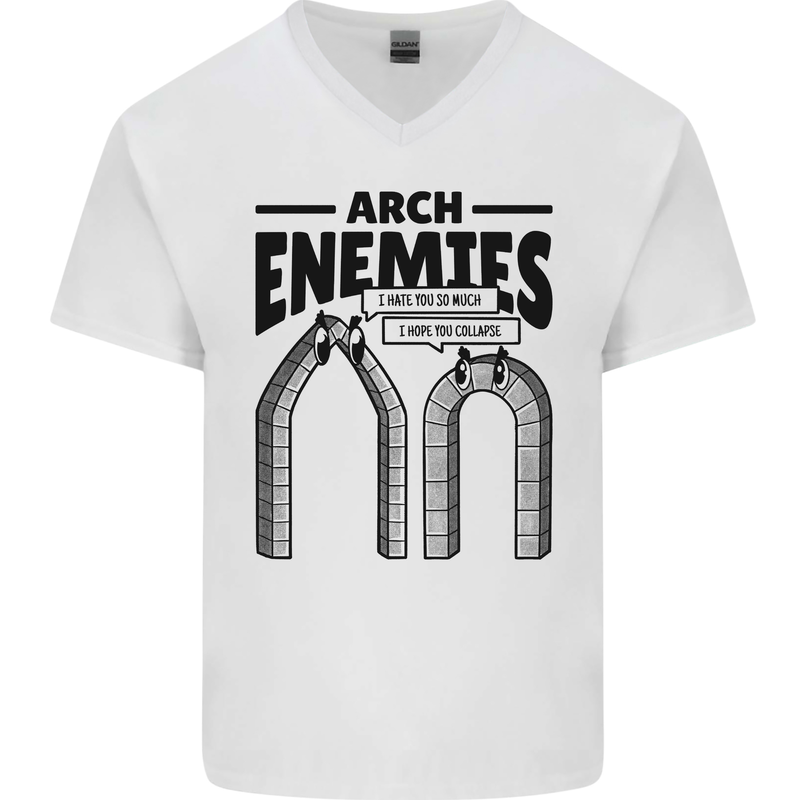 Arch Enemies Funny Architect Builder Mens V-Neck Cotton T-Shirt White