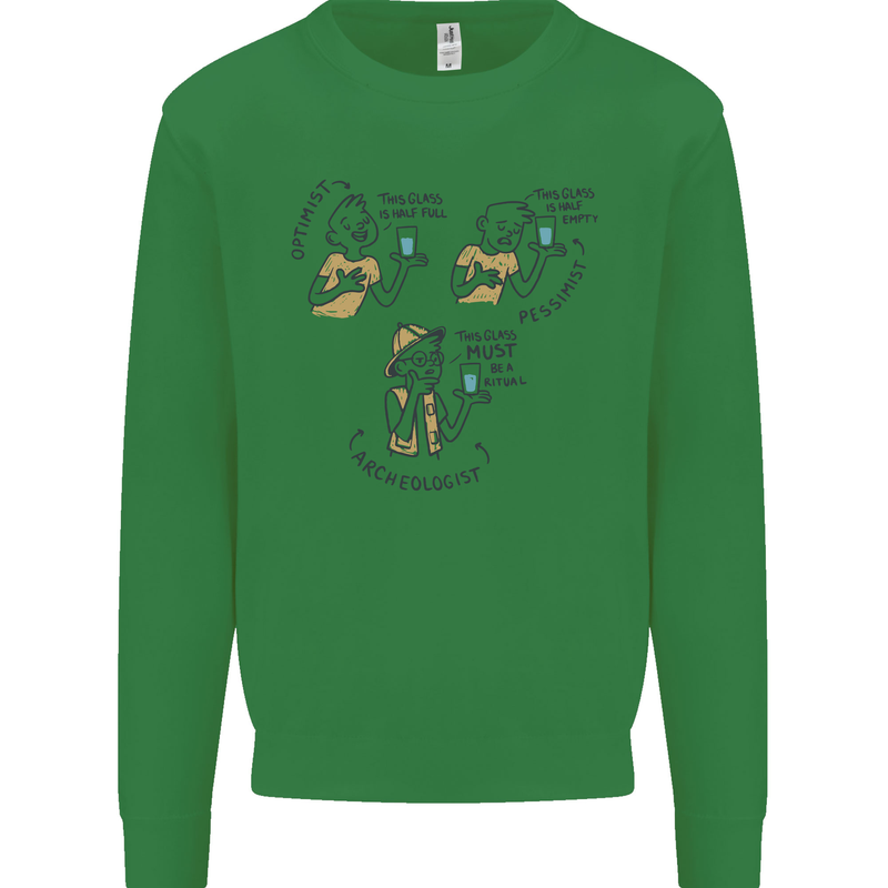 Archaeologist Glass Funny Archaeology Kids Sweatshirt Jumper Irish Green