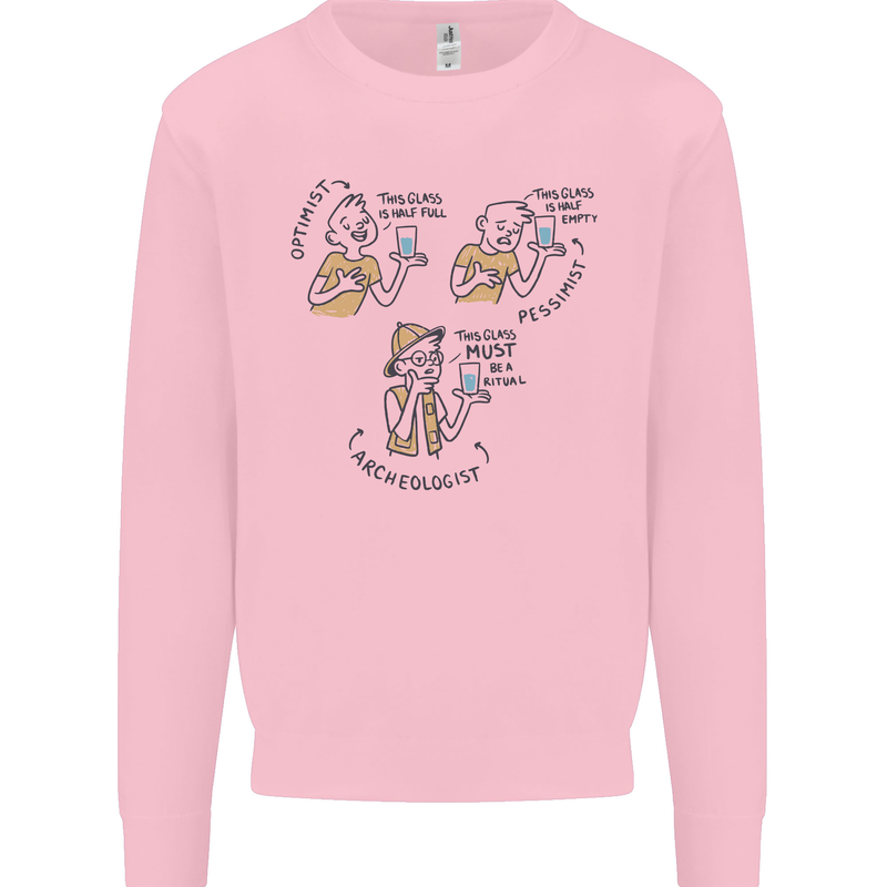 Archaeologist Glass Funny Archaeology Kids Sweatshirt Jumper Light Pink