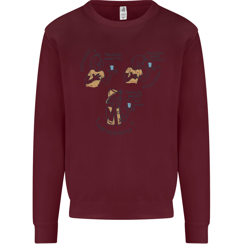 Archaeologist Glass Funny Archaeology Kids Sweatshirt Jumper Maroon