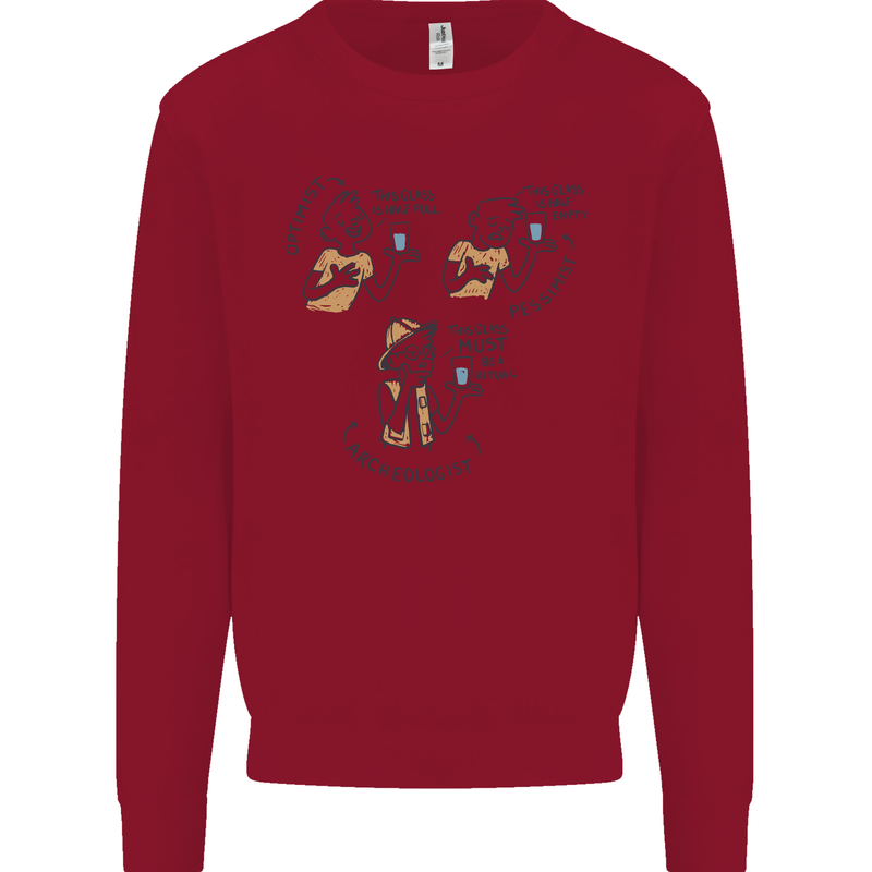 Archaeologist Glass Funny Archaeology Kids Sweatshirt Jumper Red
