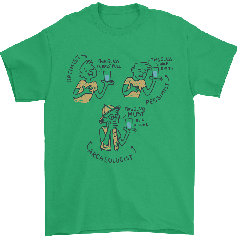 Archaeologist Glass Funny Archaeology Mens T-Shirt 100% Cotton Irish Green