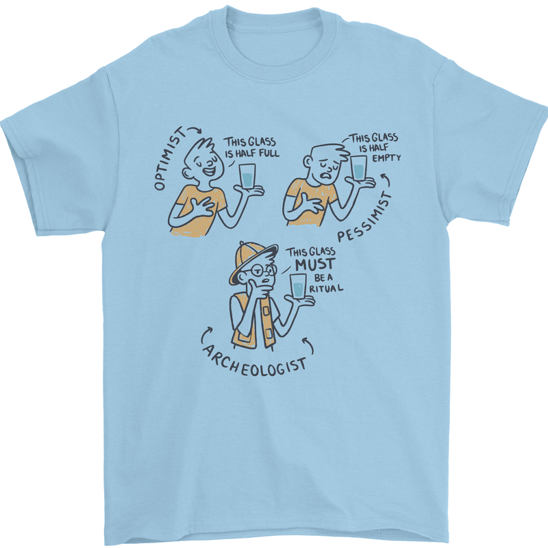 Archaeologist Glass Funny Archaeology Mens T-Shirt 100% Cotton Light Blue