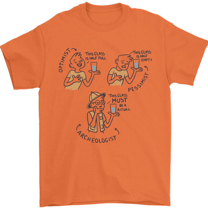 Archaeologist Glass Funny Archaeology Mens T-Shirt 100% Cotton Orange