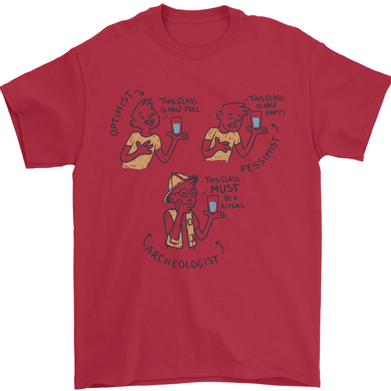 Archaeologist Glass Funny Archaeology Mens T-Shirt 100% Cotton Red
