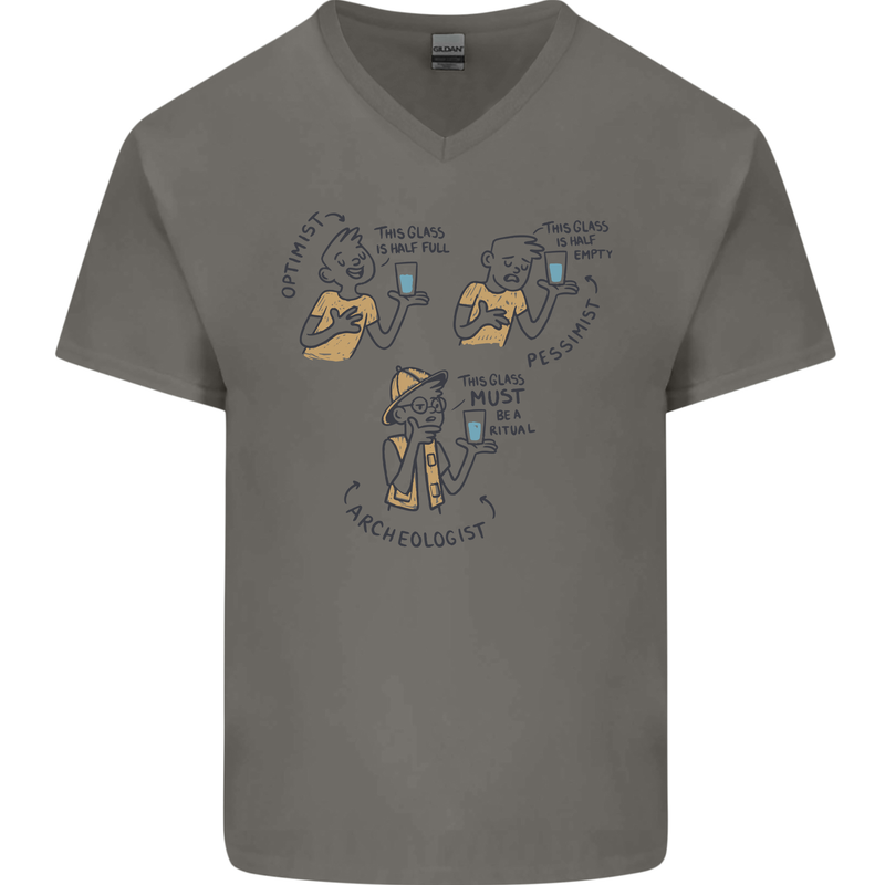 Archaeologist Glass Funny Archaeology Mens V-Neck Cotton T-Shirt Charcoal