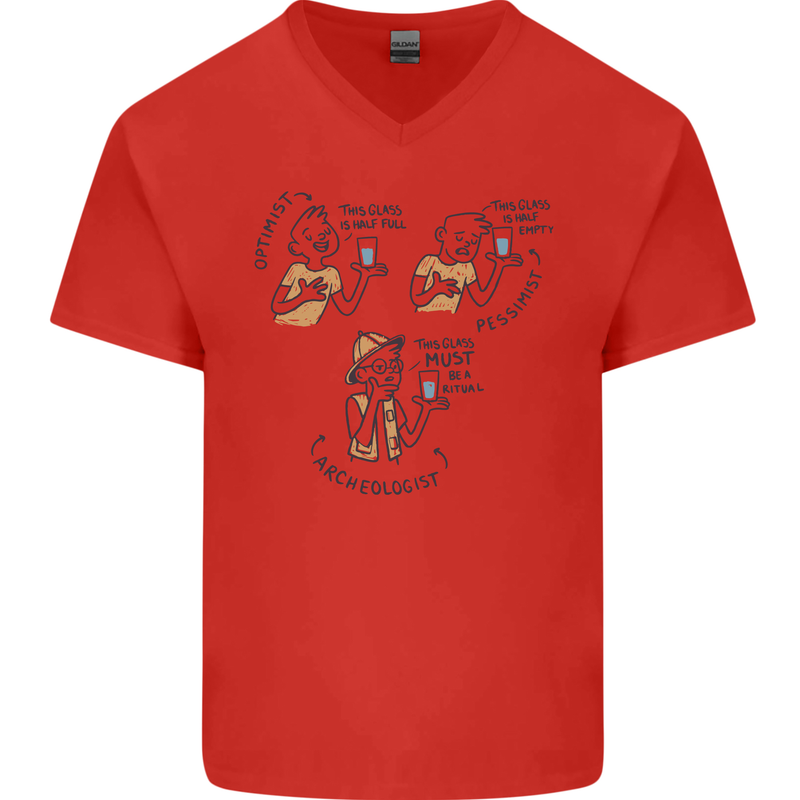 Archaeologist Glass Funny Archaeology Mens V-Neck Cotton T-Shirt Red