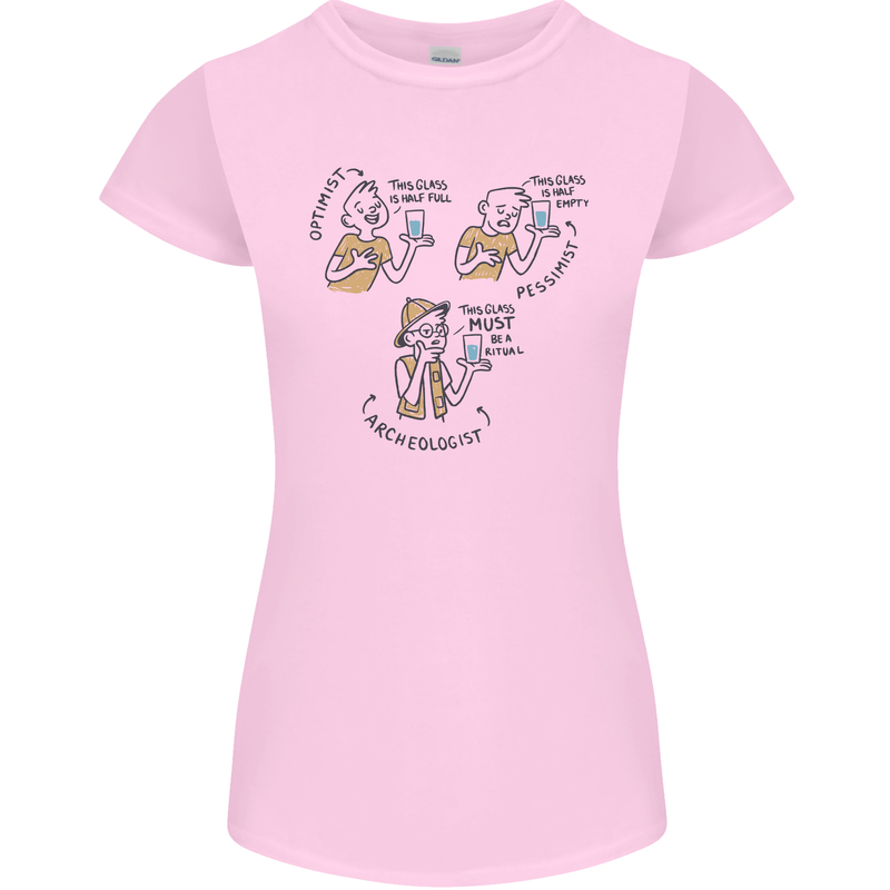 Archaeologist Glass Funny Archaeology Womens Petite Cut T-Shirt Light Pink